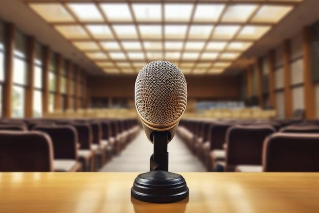 Close up on microphone for speech at official event